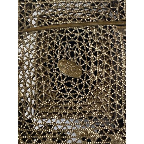 Czecho Black Glass Mourning Cameo Filigree Pin Brooch Pendant Vintage Antique? - Picture 8 of 13